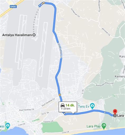 Antalya havalimanı lara kundu arası kaç km